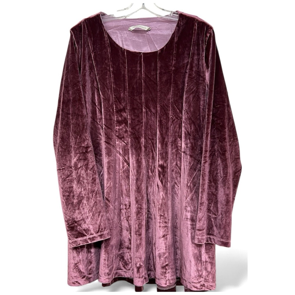 Soft Surroundings Bella Rosa Velvet Tunic Top XL Mauve Pink Romantic Holiday